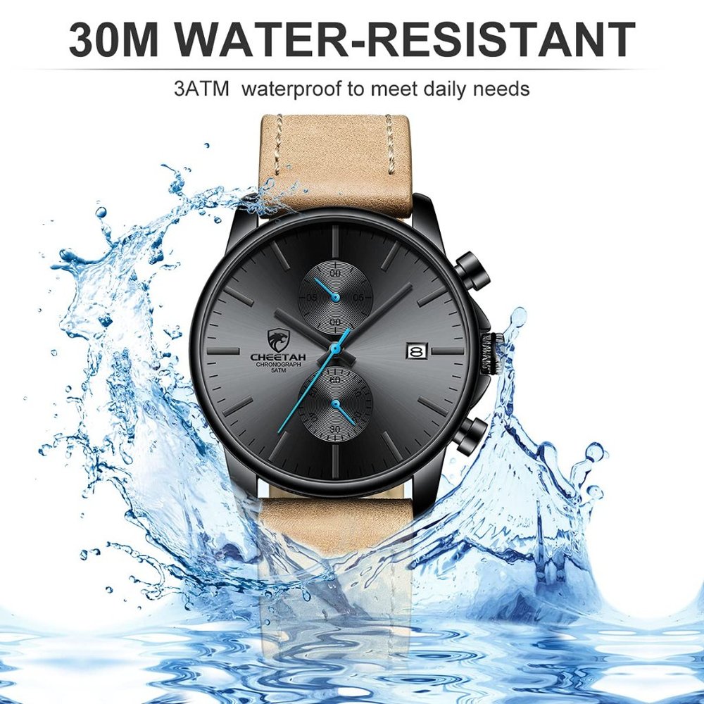 2021 Men's Watch CHEETAH Brand Fashion Sports Quartz Waterproof Chronograph NWT - Picture 5 of 6
